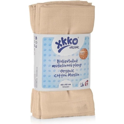 Xkko organic Kikko pleny z biobavlny Organic 40 x 40 cm Staré časy Natural 10 ks