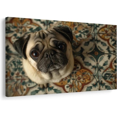 Obraz roztomilý mops na dlažbě - 60x40