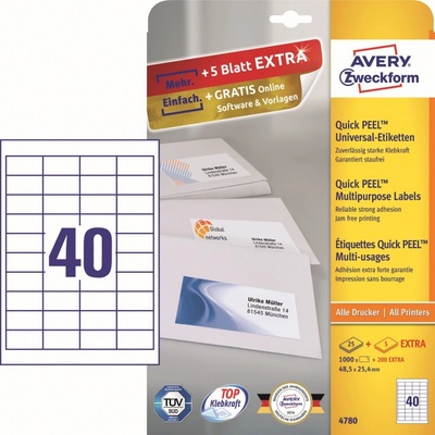 Avery Zweckform 25 listů, A4, bílé 4780