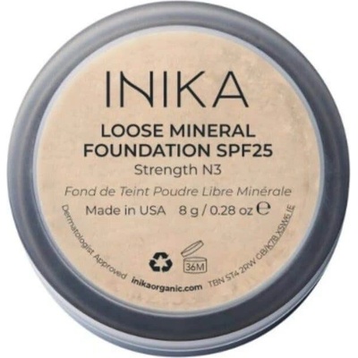 INIKA Organic Sypký minerálny púdrový make-up SPF25 Loose Mineral Foundation Strength 8 g