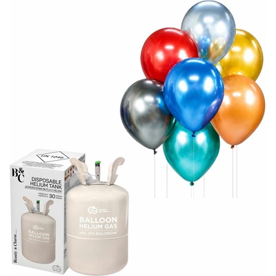 KINGOFBAL Helium a sada latex. balónků chrom. mix barev , 30 cm