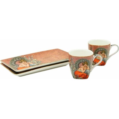HOME ELEMENTS Espresso set 2 šálky s podtácky Mucha tmavý 90 ml