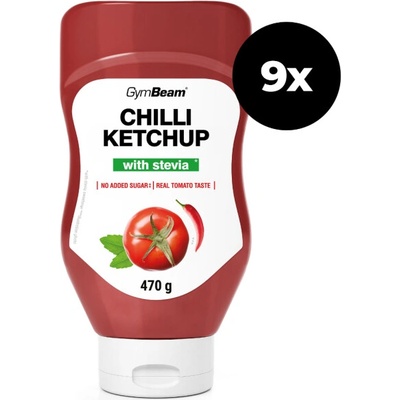 GymBeam Kečup slazený stévií chilli 9 x 470 g