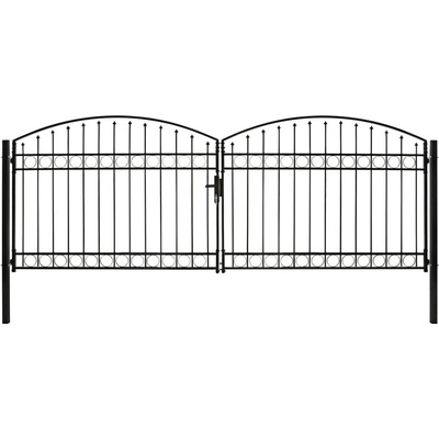 Dvoukřídlá zahradní brána s obloukem ocelová 400 x 150 cm černá 625865