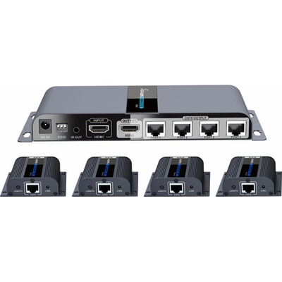 PremiumCord HDMI 1-4 splitter+extender po CAT6/6a/7, FULL HD, 3D KHSPLIT4G