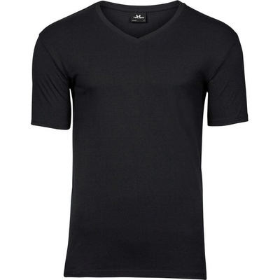 Tee Jays pánske Strečové tričko s V-výstrihom čierna
