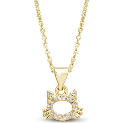 Biju Pozlacený řetízek 14k zlatem s přívěskem kočky 3002538