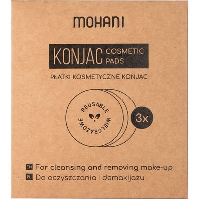 Mohani Konjac Cosmetic Pads Rostlinné odličovací konjakové tampony 3 ks