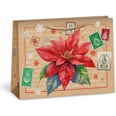 ARGUS Dárková papírová taška (24.3 x 18.3 cm)- Vánoční červená růže 08440103