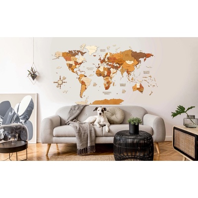 Nástěnná dřevěná mapa světa XL - Traveler - 200 x 100 cm