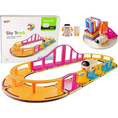 Lean Toys Magnetické stavebné bloky - dráha 29 ks