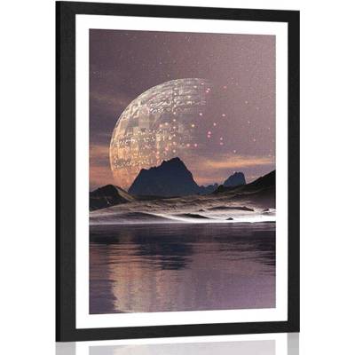 Plakát s paspartou futuristická země - 40x60 silver