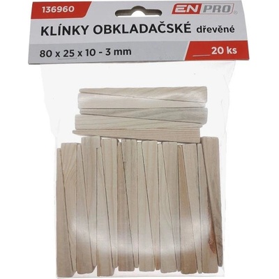 Klínky montážní DEK 80×25×3–10 mm 20 ks