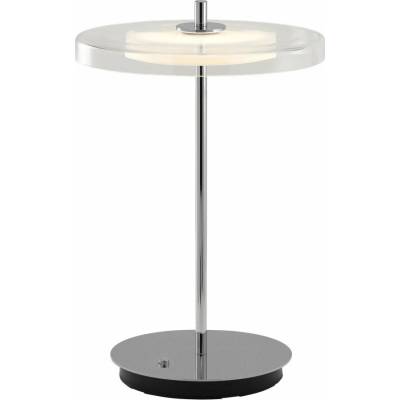 Oceľová LED stolová lampa s USB portom v striebornej farbe so skleneným tienidlom (výška 31 cm) Asteria Move – UMAGE