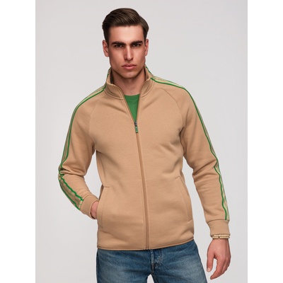 Ombre Clothing Мъжко суитшърт на цип с контрастна кант и висок яка - кафяво V1 B1715 Ombre Clothing Ombre Clothing | Kafyav | МЪЖЕ | XL
