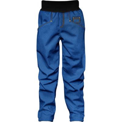 WAMU dětské softshellové kalhoty zateplené modré džínové