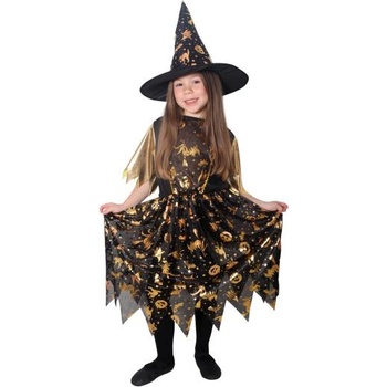 Rappa Детски костюм вещица черно-златист с шапка (m)