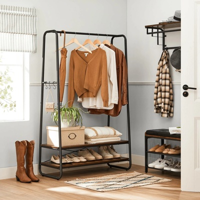 SongmicsHome Stojan na oblečení ELIAS 100 x 45 x 160 cm hnědá/černá RGR112B01
