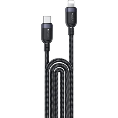 Yesido CA193 opletený nabíjací a dátový USB-C na Lightning 3m černý