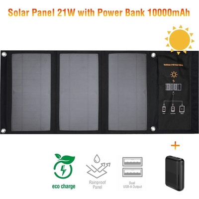 4smarts VoltSolar Foldable Solar Panel 21W With 10000mAh Power Bank Set - комплект външна батерия и сгъваем соларен панел, зареждащ вашето устройство директно от слънцето (черен) (D62464)