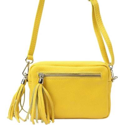 Vera Pelle malá kožená crossbody kabelka no. 76 žlutá