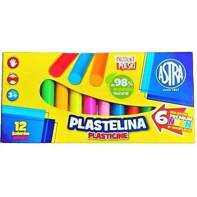 ASTRA Комплект пластилин, astra, 12 цвята, (6 неонови цвята) (as303123006)
