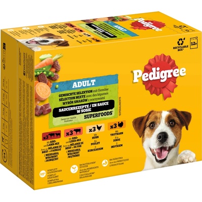 Pedigree Adult smíšený výběr v omáčce 4 varianty 48 x 100 g