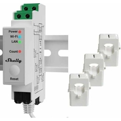 Shelly Pro 3EM - merač spotreby vrátane 3 svoriek 120A, Wi-Fi
