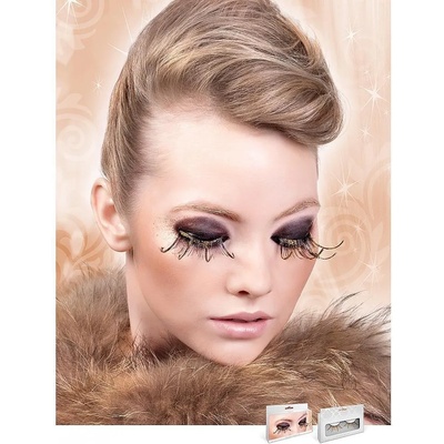 Черни, извити мигли със златист брокат