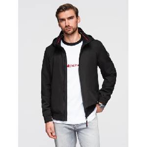 Ombre Clothing Мъжко яке с качулка и висок яка - черно V1 OM-JANP-0222 Ombre Clothing Ombre Clothing | Cheren | МЪЖЕ | S