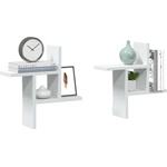 vidaXL Стенни рафтове, 2 бр, бели, 38x12x38 см, инженерно дърво (853245)