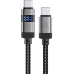 ACEFAST USB-C to USB-C Cable with LED Display 66W - USB-C към USB-C кабел за устройства с USB-C порт (120 см) (черен) (C15-03)