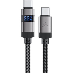 ACEFAST USB-C to USB-C Cable with LED Display 66W - USB-C към USB-C кабел за устройства с USB-C порт (120 см) (черен) (C15-03)