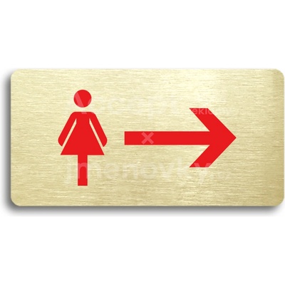 ACCEPT Piktogram WC ŽENY VPRAVO - zlatá tabulka - barevný tisk bez rámečku