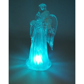 Image 1 of Декоративна прозрачна фигура Светещ ангел 23 х 11 см