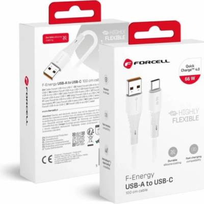 Forcell C342 USB A na typ C Qc4.0 3A 66W silikonový 1m bílý