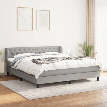 vidaXL Боксспринг легло с матрак, светлосиво, 160x200 см, плат (3126493)