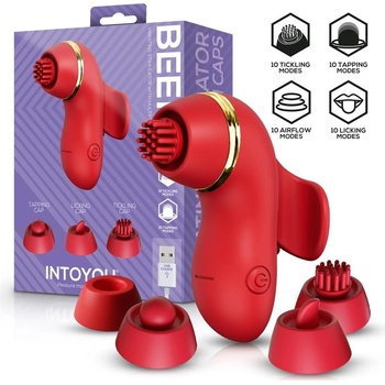 INTOYOU Beeny Vibrating Stimulator with Multifunction Caps Red