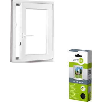 Okna Hned Sada plastové okno 100x120, pravé, otevíravé i sklopné, bíle + síť proti hmyzu