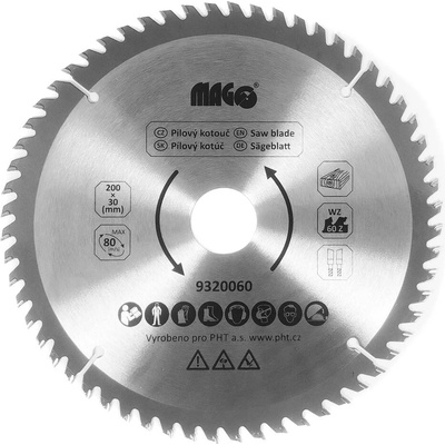 MAGG Pilový kotouč 200x2,9x30mm/60 zubů střídavě šikmé 9320060