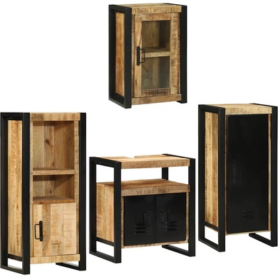 vidaXL Комплект мебели за баня 4 pcs Кафяво Солидно мангово дърво (3305692)