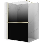 Mexen Kioto+ душ панел с рафт Walk-in 130 x 200 cm, омбре черна 8 mm, златна матова (800-130-121-55-76)