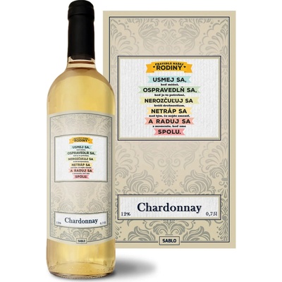 Sablio Pravidlá našej rodiny Chardonnay biele suché víno 12 % 0,75 l (čistá fľaša)