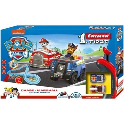 Carrera Conquest Autodráha First Paw Patrol/Tlapková Patrola 3,5m plast +2 auta na bat. v krabici 50x30x8cm