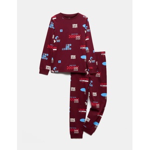 Marks & Spencer Пижамо от чистo памук с игрален принт (1-16 години) Marks & Spencer червена Marks & Spencer | Cherven | Момчешки | 7-8 години