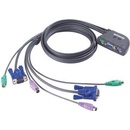 Aten CS-12C DataSwitch elektronický 2:1 (kláv.,VGA,myš) PS/2 vč. kabelů