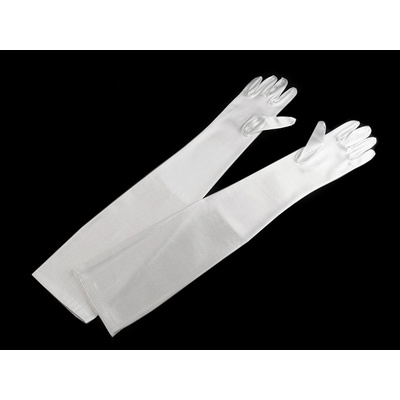 Dlouhé společenské rukavice saténové, velké, 3 (55 cm) bílá