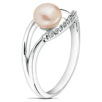 Image 1 of Swan Сребърен пръстен с розова перла и циркони FN691R Swan