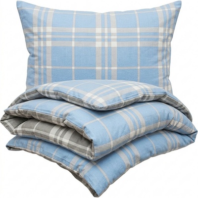 4Home flanel obliečky Modrá kocka 160x200 70x80