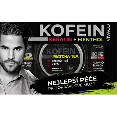 Vivapharm keratin a kofein Men sprchový gel 2v1 200 ml + krém 200 ml + šampon 200 ml dárková sada